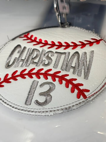 Baseball Bag Tag ITH Embroidery Design| Digital Design for Machine Embroidery